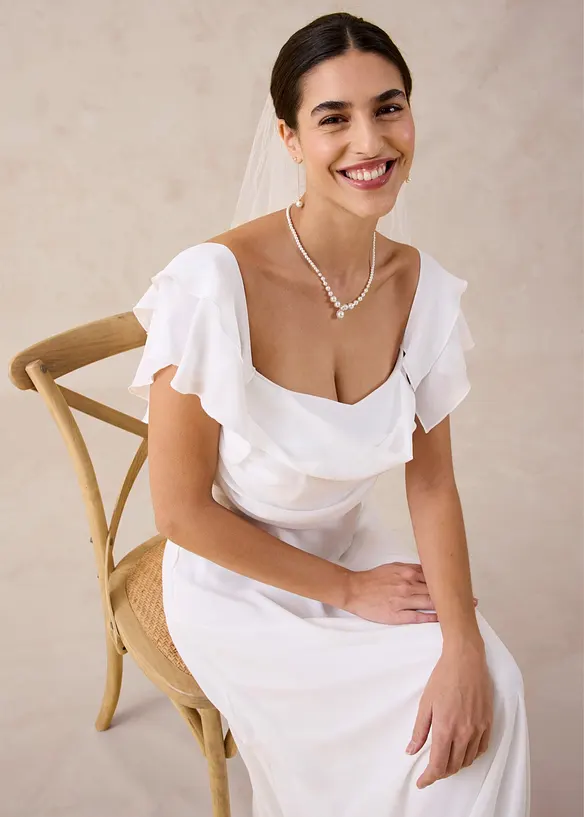 Brudekjole i lett chiffon med drapering, bonprix