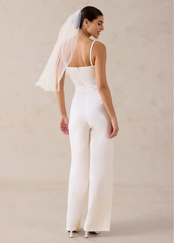 Jumpsuit i strukturert krepp med perlebroderier, bonprix