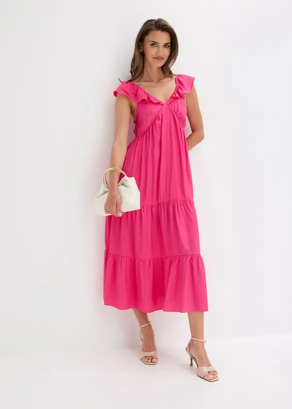 Kjole med stropper i fin viskosemiks, bonprix