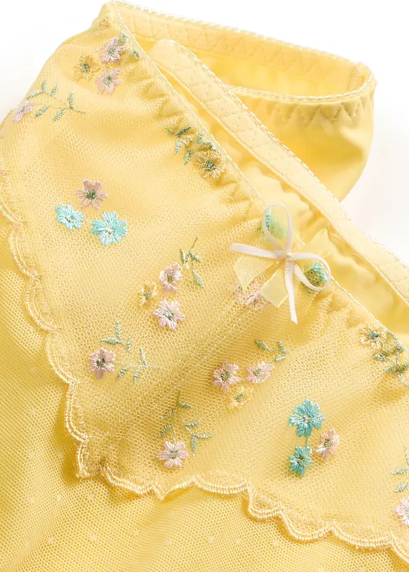 Truse med h&oslash;y midje og nydelig broderi, bonprix