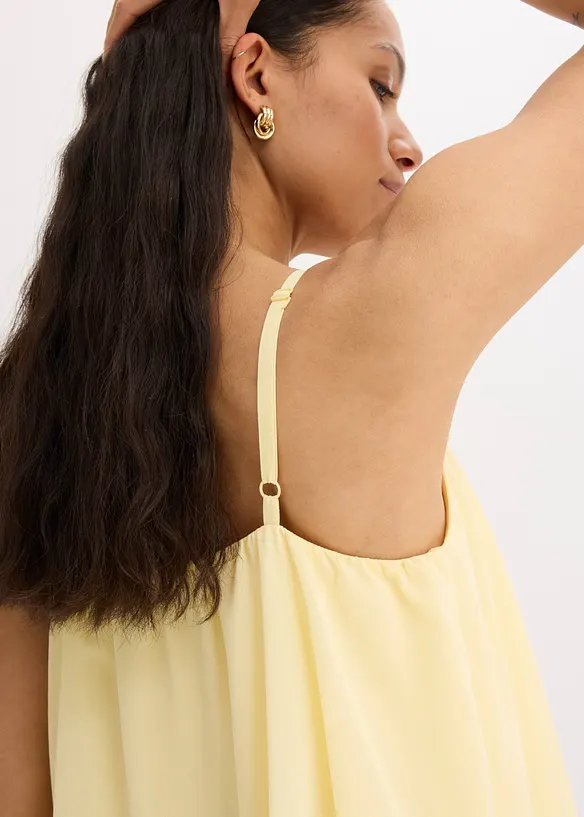 Chiffonkjole med lengre bak- enn forstykke, bonprix