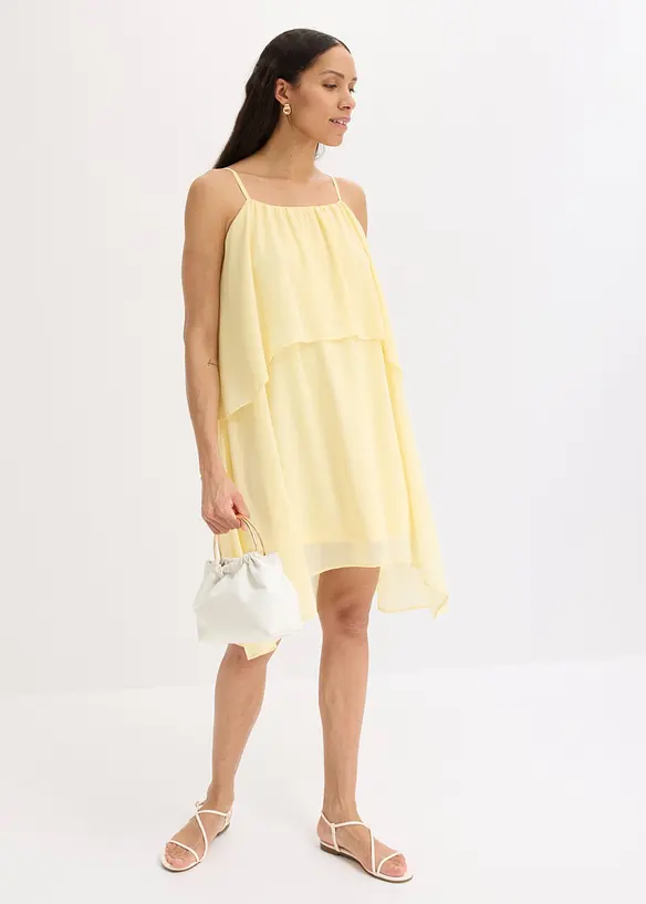 Chiffonkjole med lengre bak- enn forstykke, bonprix