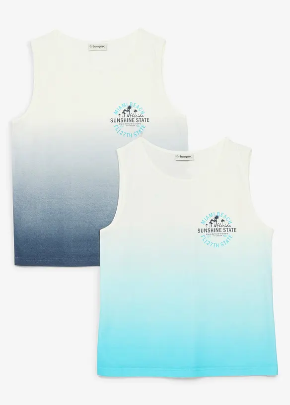 Singlet av 100% bomull med fargegradering (2-pack), bonprix