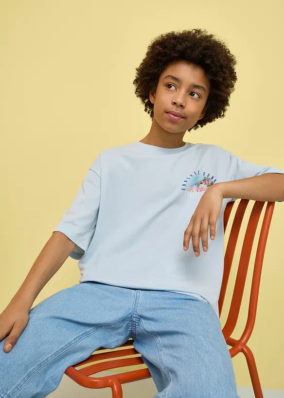 Loose Fit T-skjorte av 100% bomull med stort trykk p&aring; ryggen, bonprix
