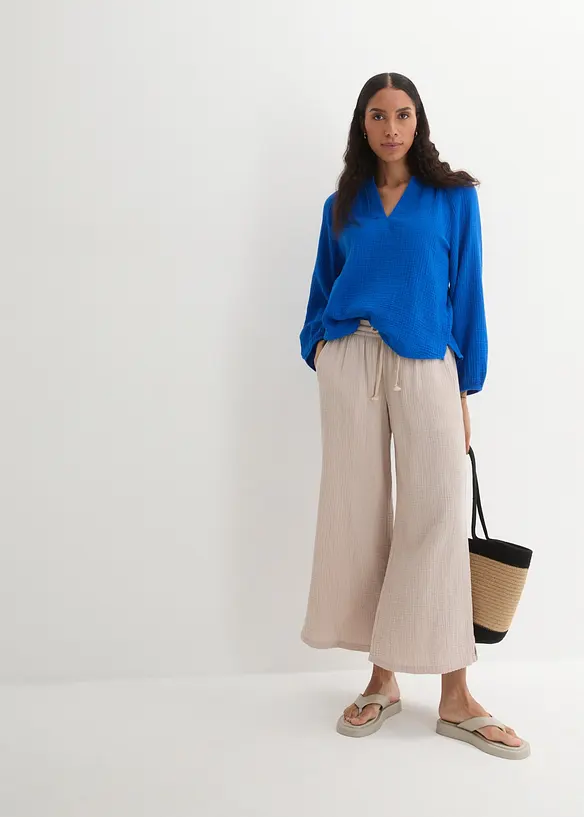 Oversized bluse i musselin, bonprix