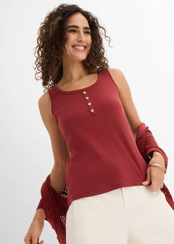 Hoftelang ribbet topp, bonprix