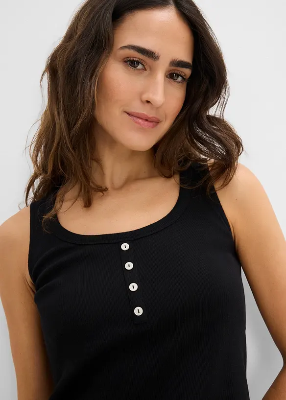 Hoftelang ribbet topp, bonprix