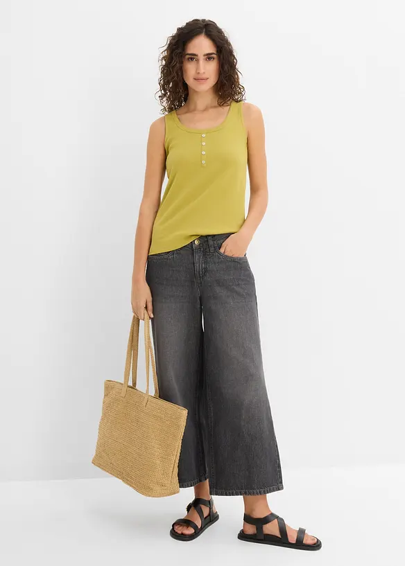 Hoftelang ribbet topp, bonprix