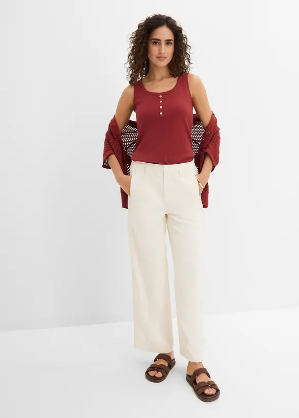 Hoftelang ribbet topp, bonprix