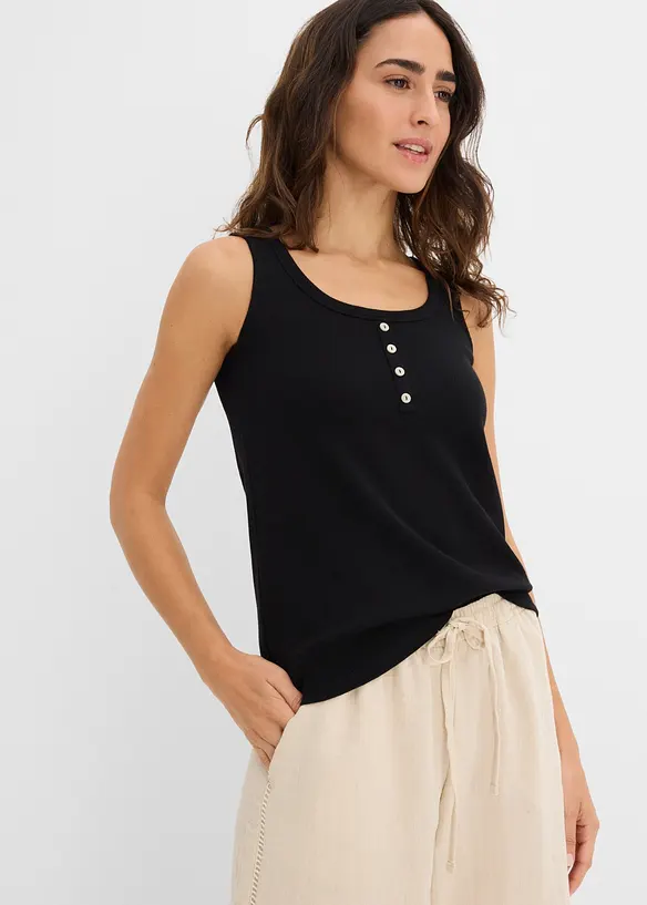 Hoftelang ribbet topp, bonprix