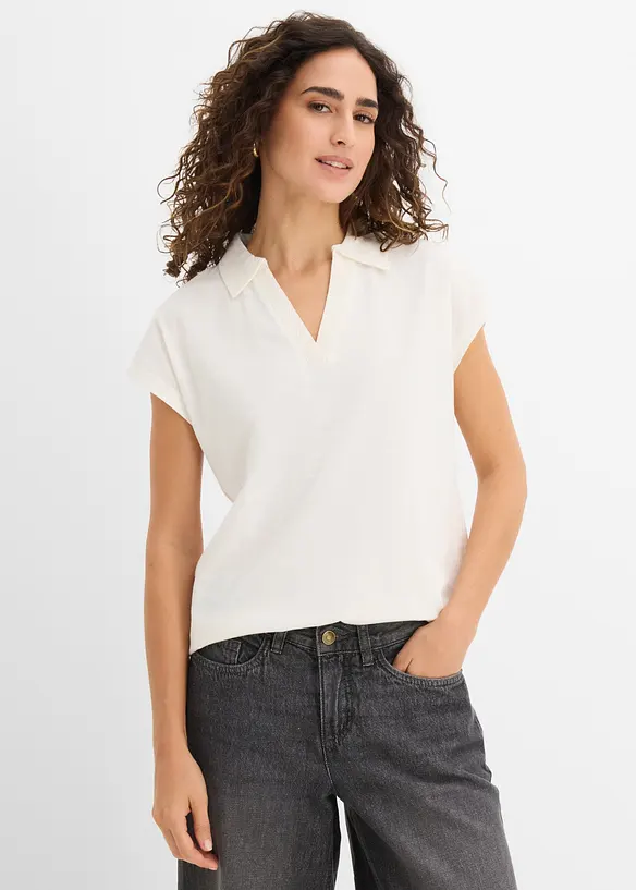 Topp i 100% &oslash;kologisk bomull med krage, bonprix