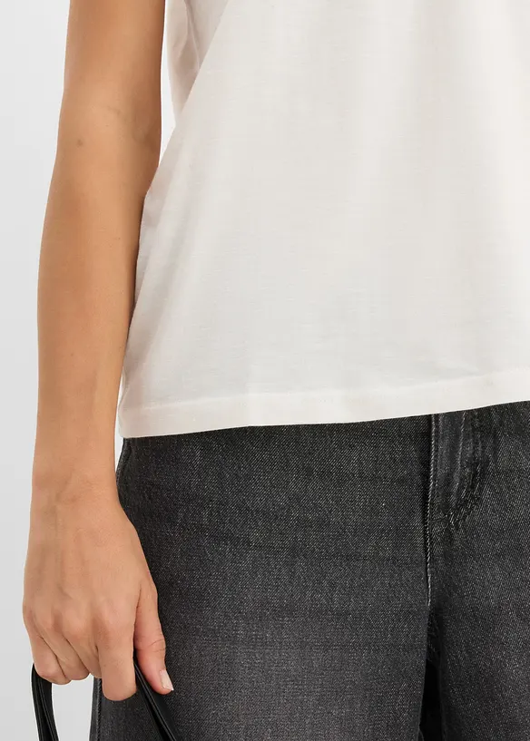 Topp i 100% &oslash;kologisk bomull med krage, bonprix