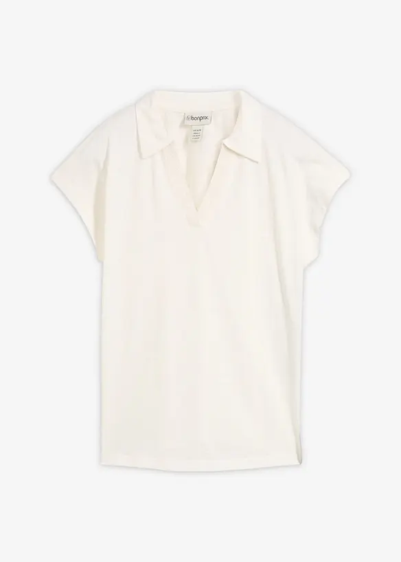 Topp i 100% &oslash;kologisk bomull med krage, bonprix