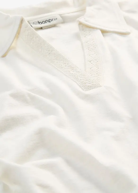 Topp i 100% &oslash;kologisk bomull med krage, bonprix