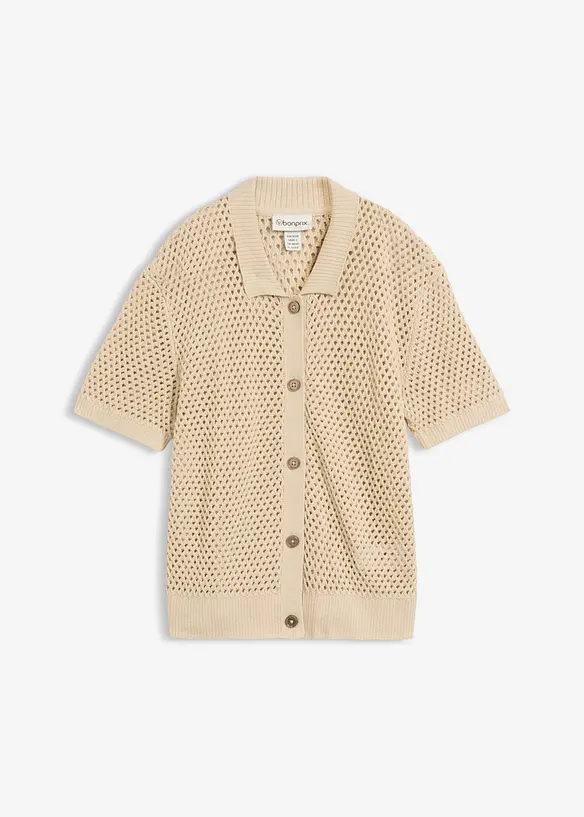 Cardigan med hullm&oslash;nster, bonprix