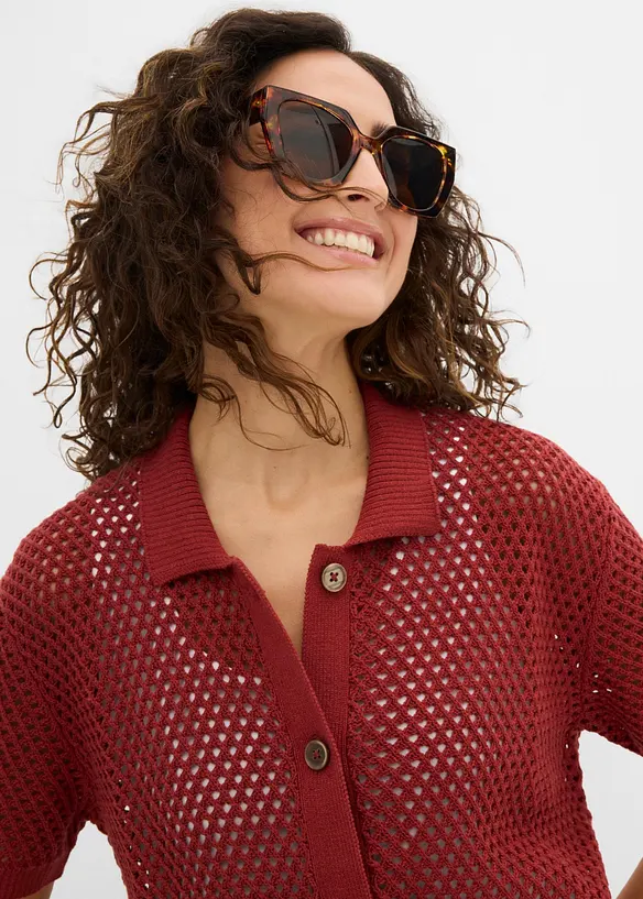 Cardigan med hullm&oslash;nster, bonprix