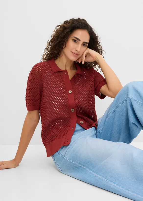 Cardigan med hullm&oslash;nster, bonprix