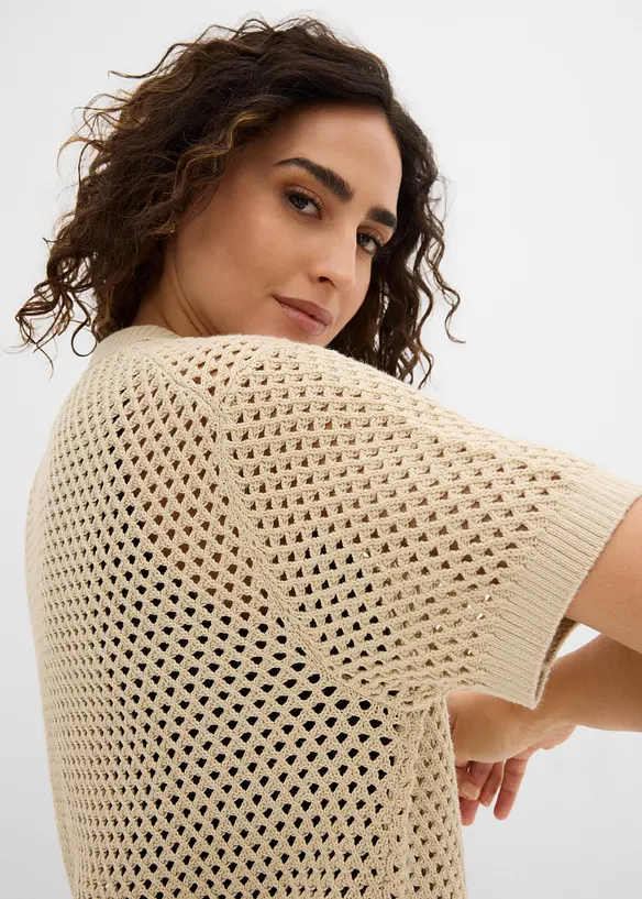 Cardigan med hullm&oslash;nster, bonprix