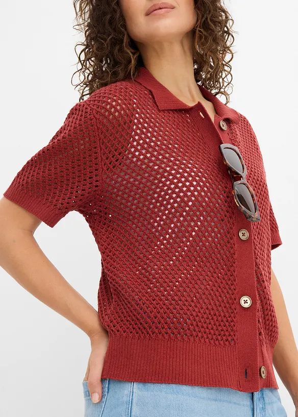 Cardigan med hullm&oslash;nster, bonprix