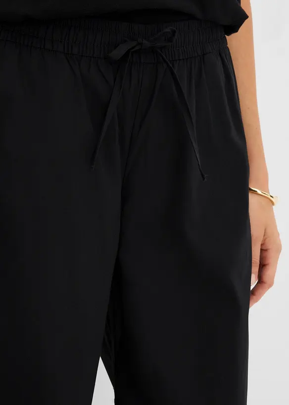 Vid bukse med broderi, bonprix