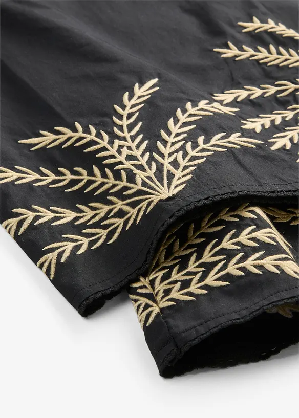 Vid bukse med broderi, bonprix