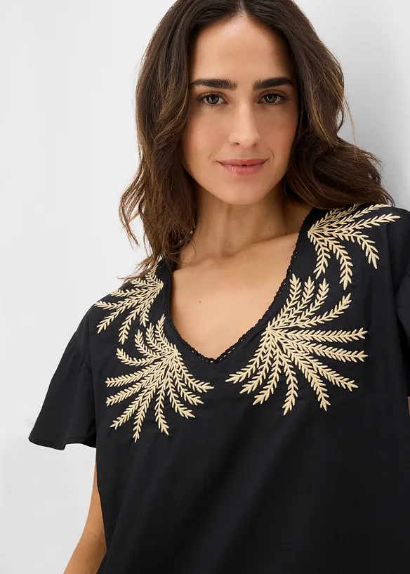 Bluse med broderi, bonprix