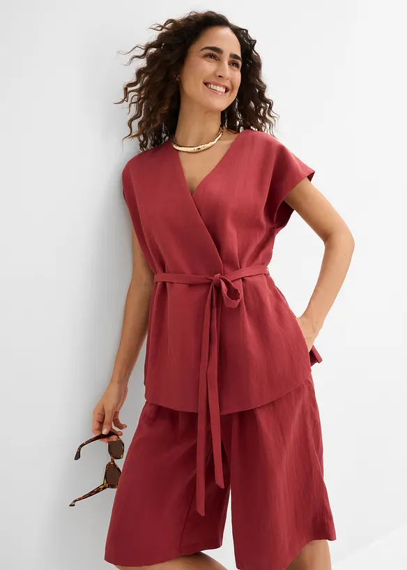 Vest i viskoseblanding med knytebelte, bonprix