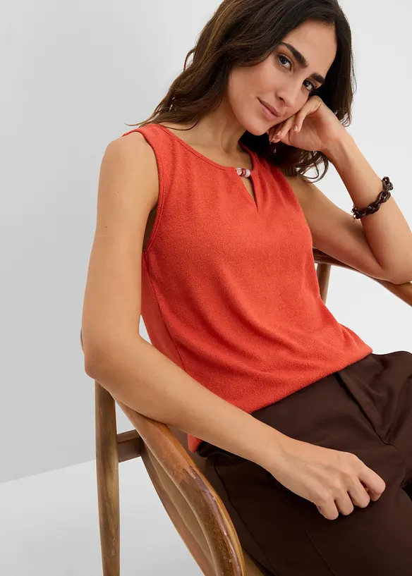 Strikket topp med perlepynt, bonprix