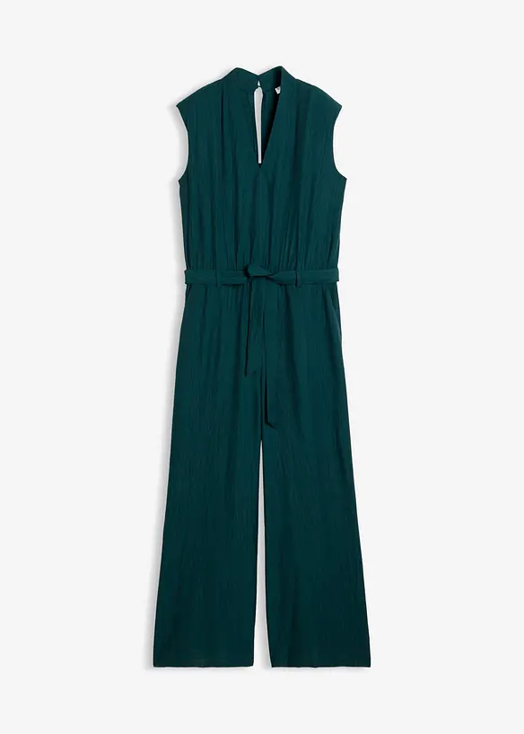 Jumpsuit i viskose med fin krage, bonprix