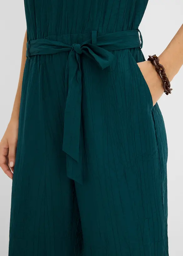 Jumpsuit i viskose med fin krage, bonprix