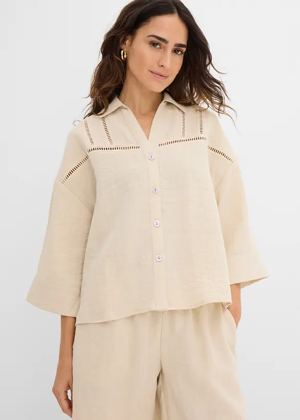 Skjorte i viskoseblanding, bonprix