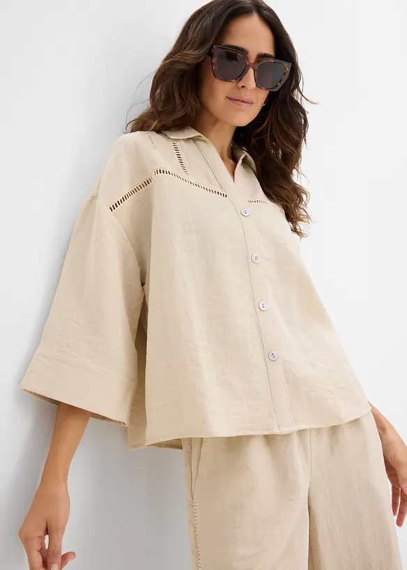 Skjorte i viskoseblanding, bonprix