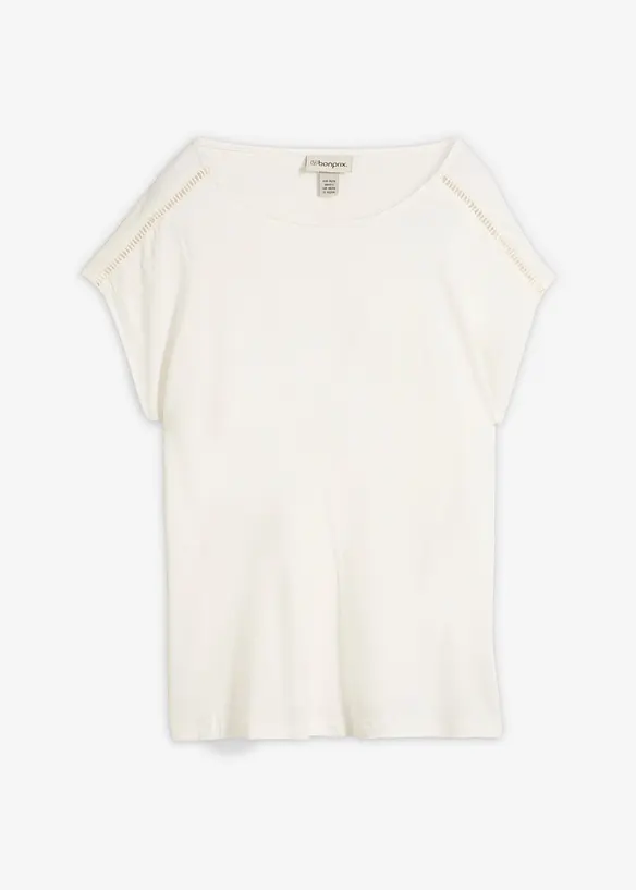 Topp med innfelte, smale blonder, bonprix