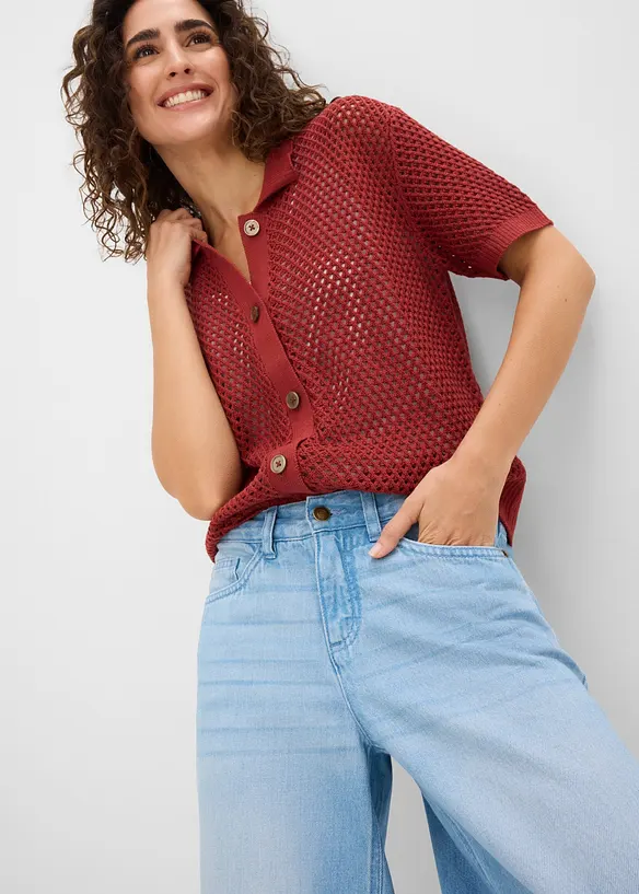 Wide Leg-jeans Mid Waist, komfortlinning, bonprix