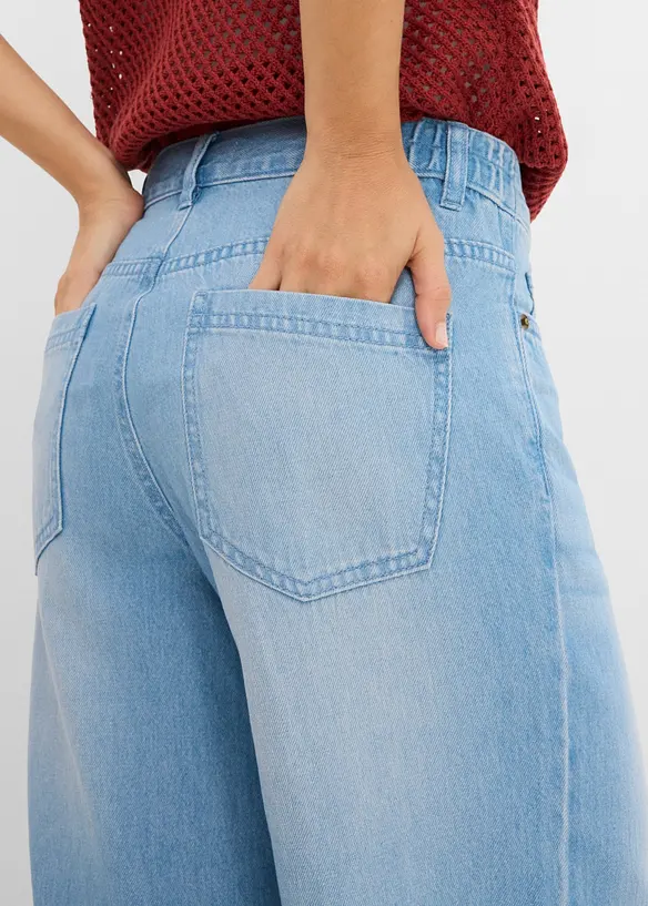 Wide Leg-jeans Mid Waist, komfortlinning, bonprix