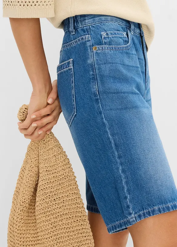 Bermudashorts i denim Mid Waist, komfortlinning, bonprix