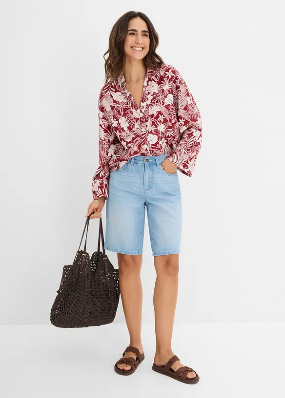 Bermudashorts i denim Mid Waist, komfortlinning, bonprix