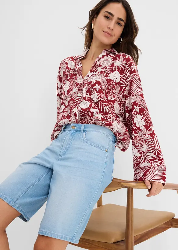 Bermudashorts i denim Mid Waist, komfortlinning, bonprix