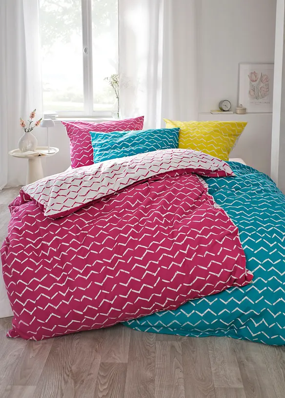 Vendbart sengesett i bomullsmiks, bonprix