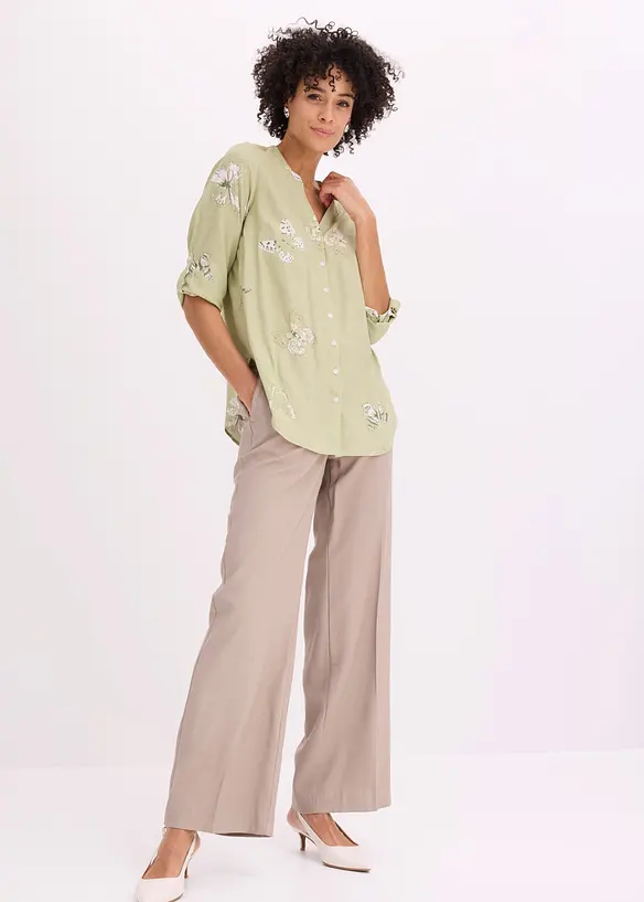 M&oslash;nstret bluse i viskose, bonprix