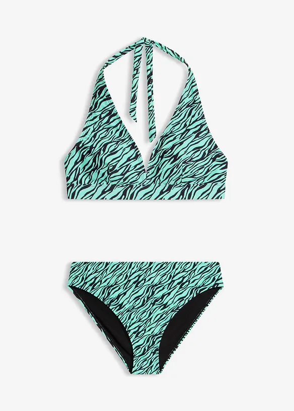 Halterneck-bikini med h&oslash;yt sk&aring;ret bukse (2-delt sett) hurtigt&oslash;rkende, bonprix