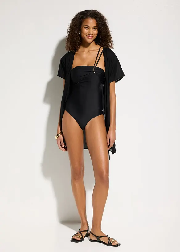 Bandeau-badedrakt med gullfargede detaljer, bonprix