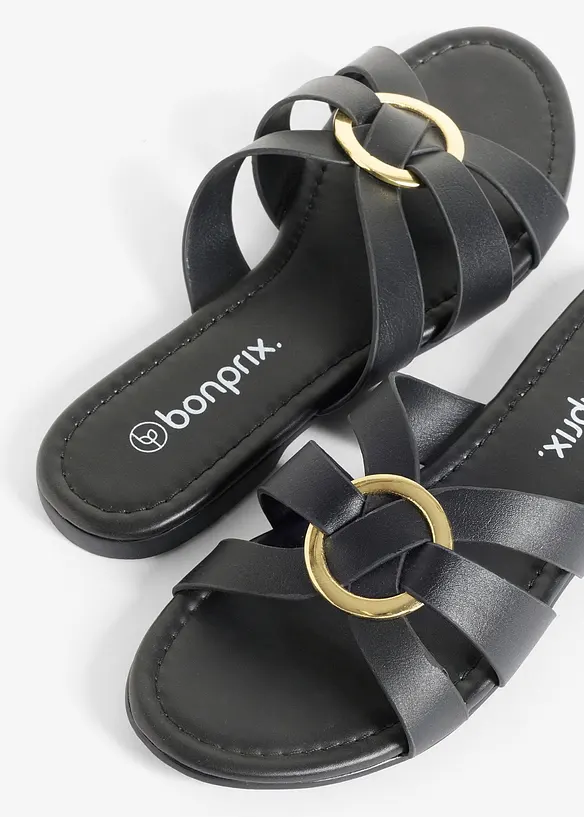 Slip-in sandaler med dekorativ ring, bonprix