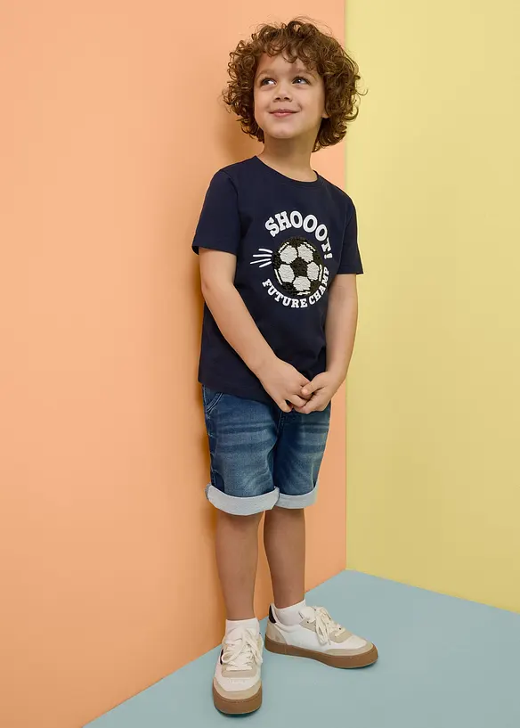 Sweat-slip on-bermudashorts i denim, Regular Fit, bonprix