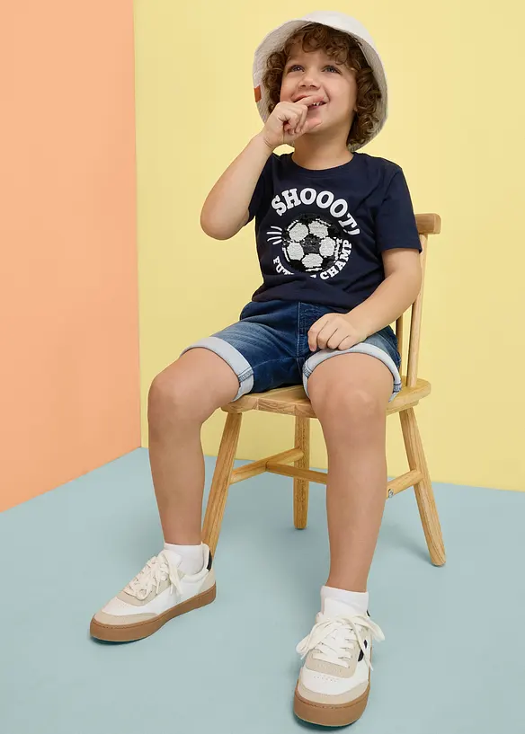 Sweat-slip on-bermudashorts i denim, Regular Fit, bonprix