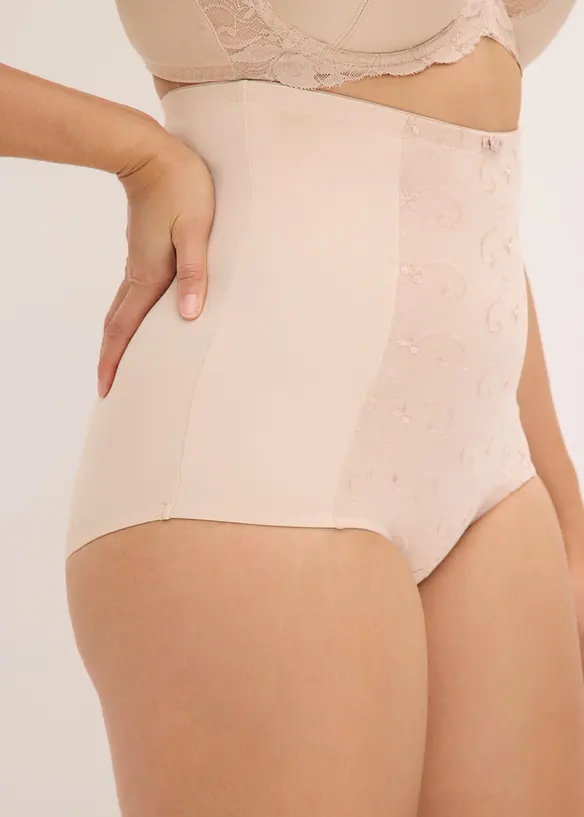 Strong shape High Waist-truse med bomull og broderi, bonprix