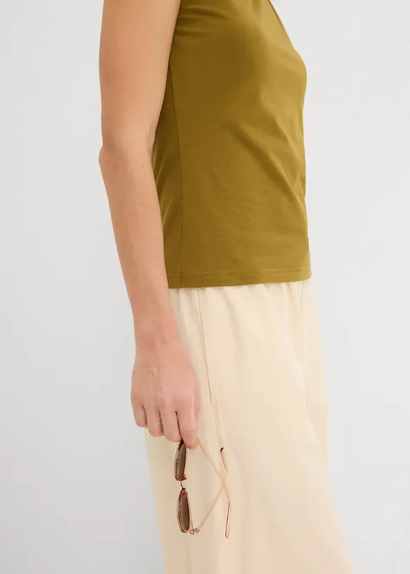 Innsvingt topp av elastisk bomullsmiks, bonprix