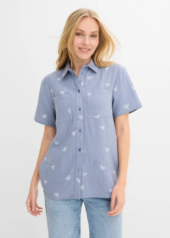 Kortermet bluse av musselin, bonprix