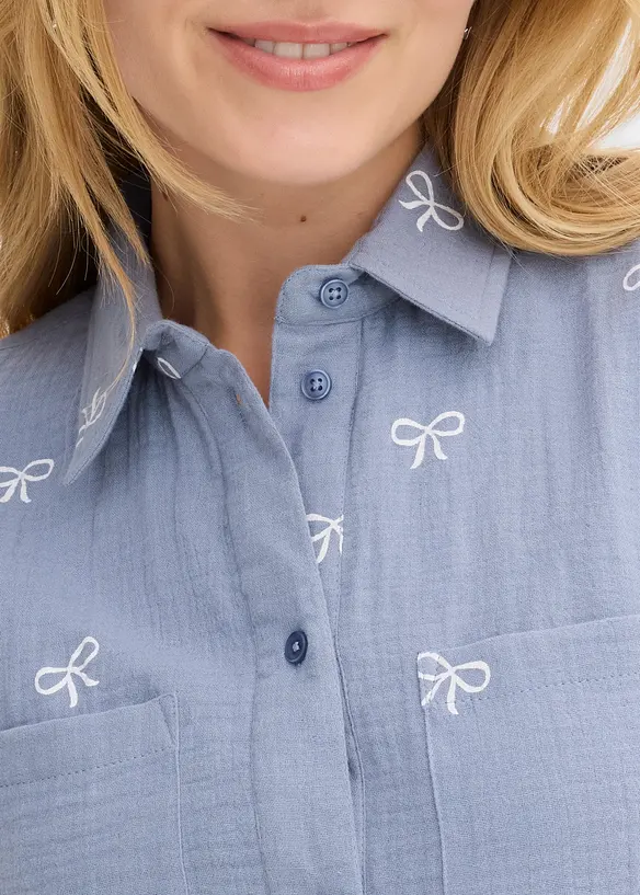 Kortermet bluse av musselin, bonprix