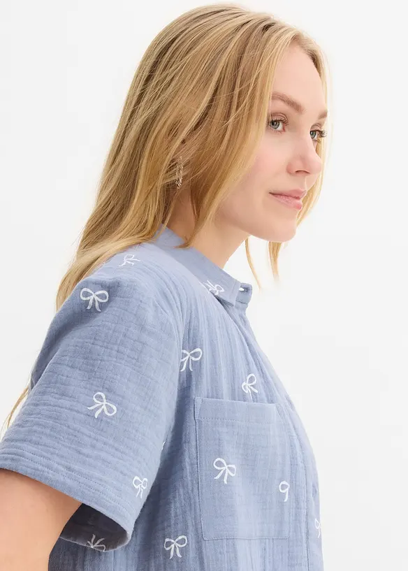 Kortermet bluse av musselin, bonprix